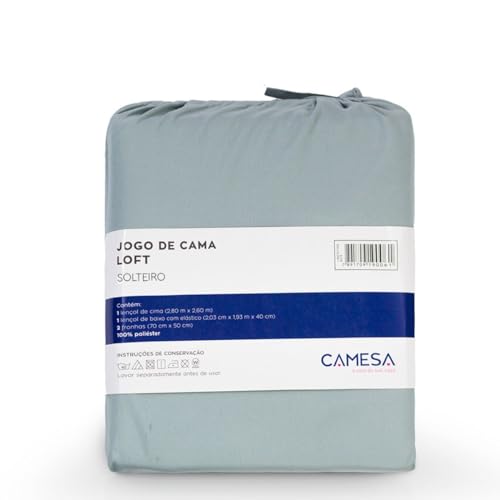 Camesa Jogo de Cama Loft Solteiro 3 Peças Microfibra - Cinza Limestone