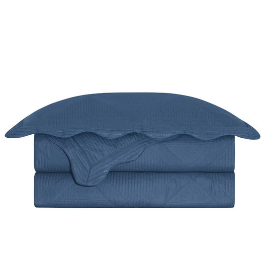 Camesa Colcha Kit Cobre Leito King 260x280cm com Porta Travesseiros Egeu - Marinho