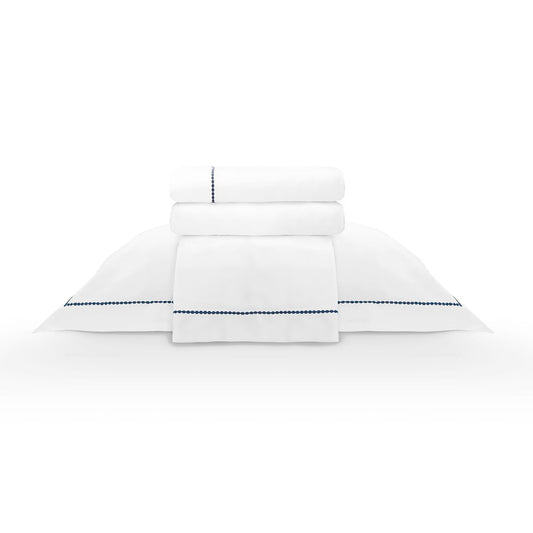 Camesa Jogo de Cama Neo 300 Fios Bordado Elements Queen 4 Peças - Marinho