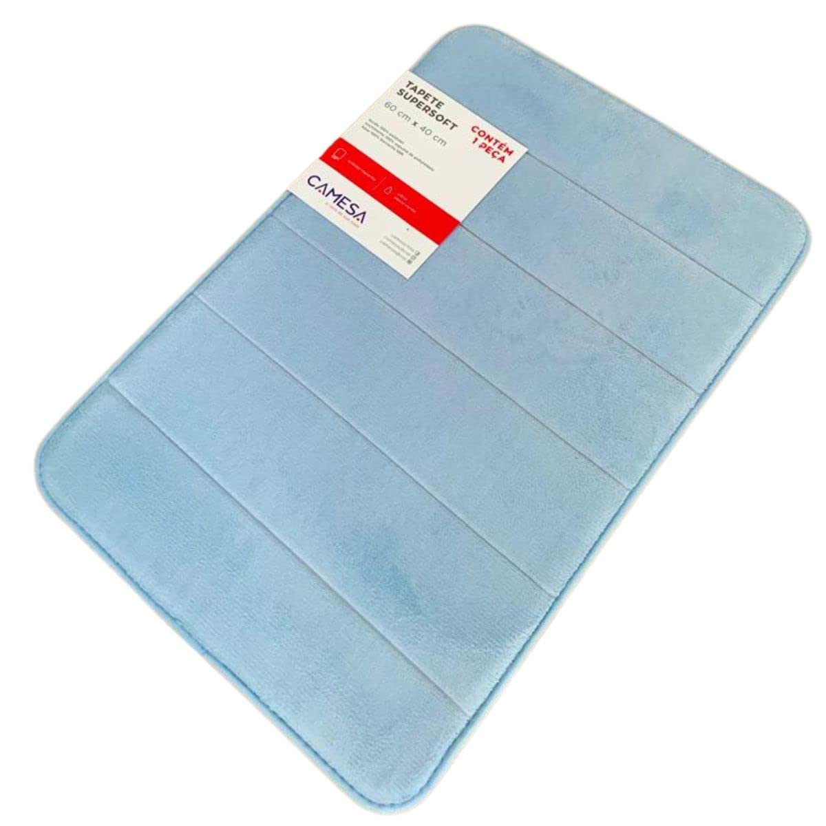 Camesa Tapete de Banheiro Antiderrapante Macio Super Soft 60x40cm - Azul