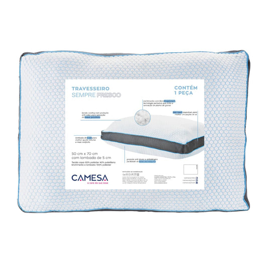 Camesa Travesseiro Toque de Pluma Neo Prime Ecopluma 50x70cm Tela Mesh Cooling Anti Calor