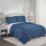 Camesa Colcha Kit Cobre Leito King 260x280cm com Porta Travesseiros Egeu - Marinho