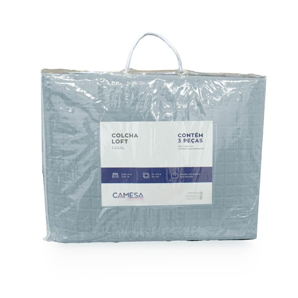 Camesa Colcha Loft Casal 100% Poliéster 220x240cm 3 Peças - Limestone