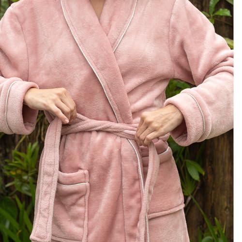 Roupão Aveludado Camesa Neo Velour Flannel 220g/m² Conforto Total e Estilo  Tamanho G - Rosé