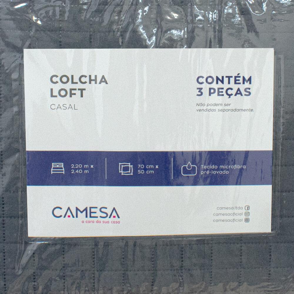 Camesa Colcha Loft Casal 100% Poliéster 220x240cm - Cinza
