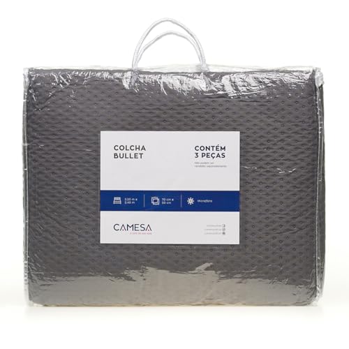 Camesa Colcha Bullet Super King 3 Peças 280x300cm - Chumbo
