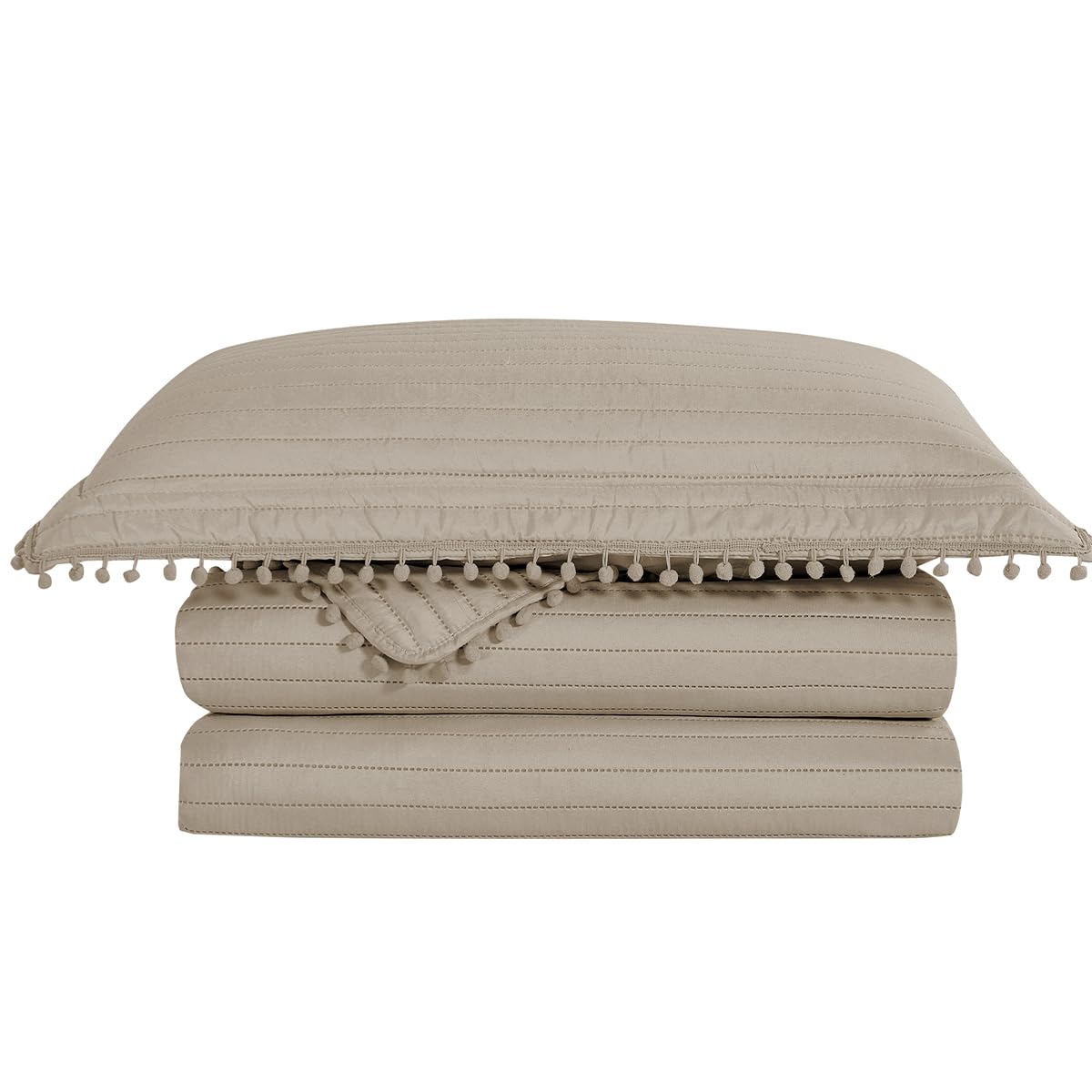 Camesa Colcha Pompom 220x240cm Casal - Bege