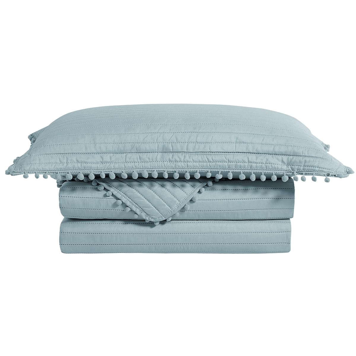 Camesa Colcha Pompom 2,80x2,60m King - Azul