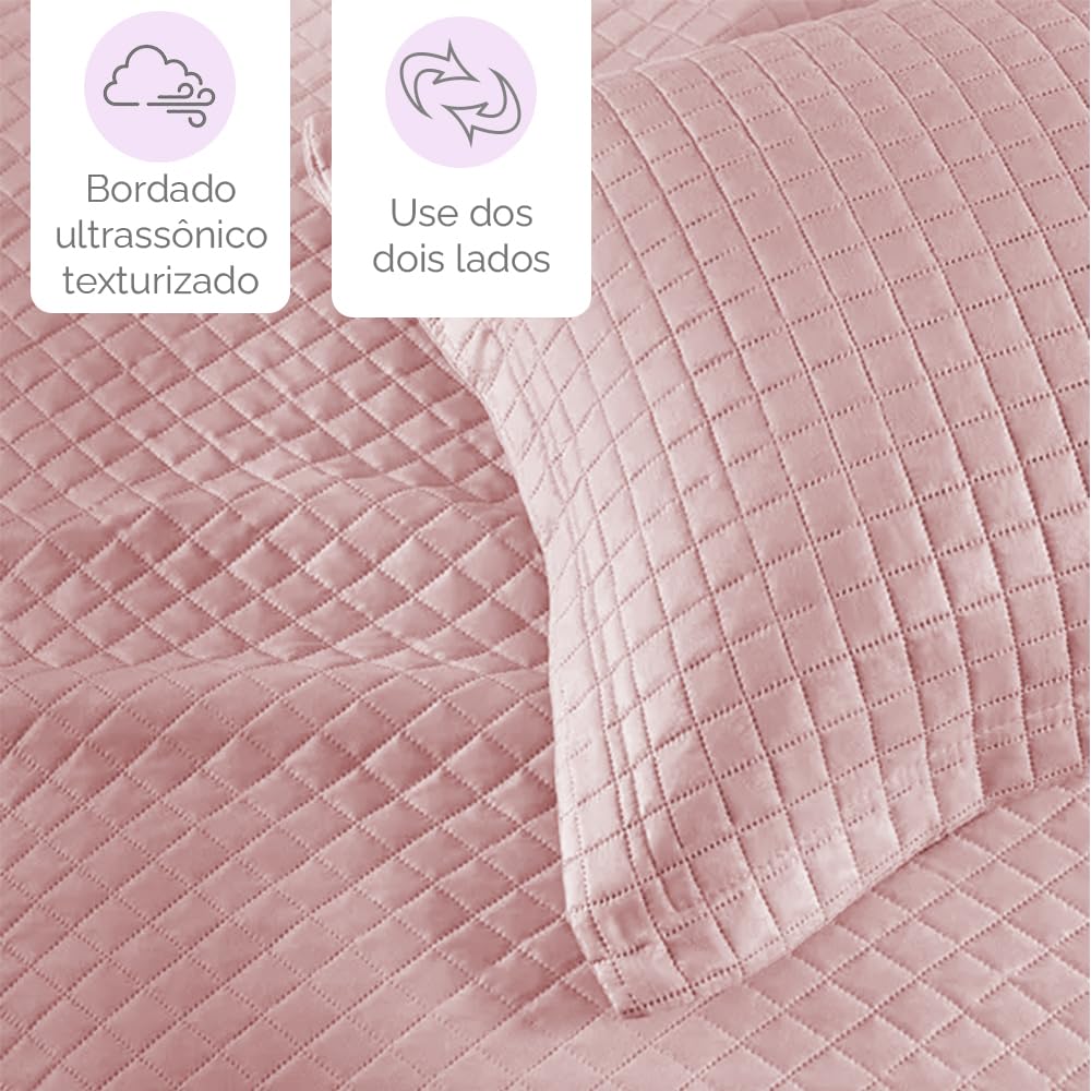 Camesa Colcha Loft Solteiro 160x230cm 2 Peças - Rose