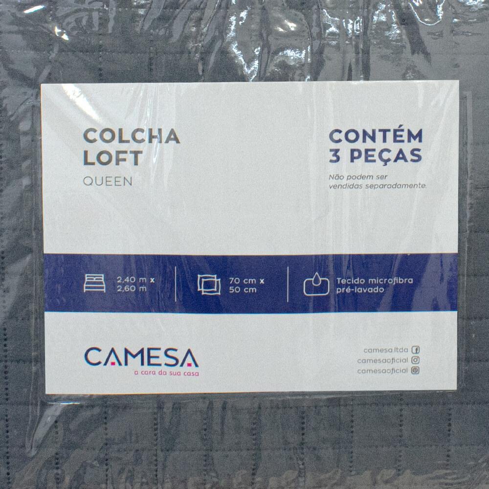 Camesa Colcha Loft Queen 100% Poliéster - Cinza