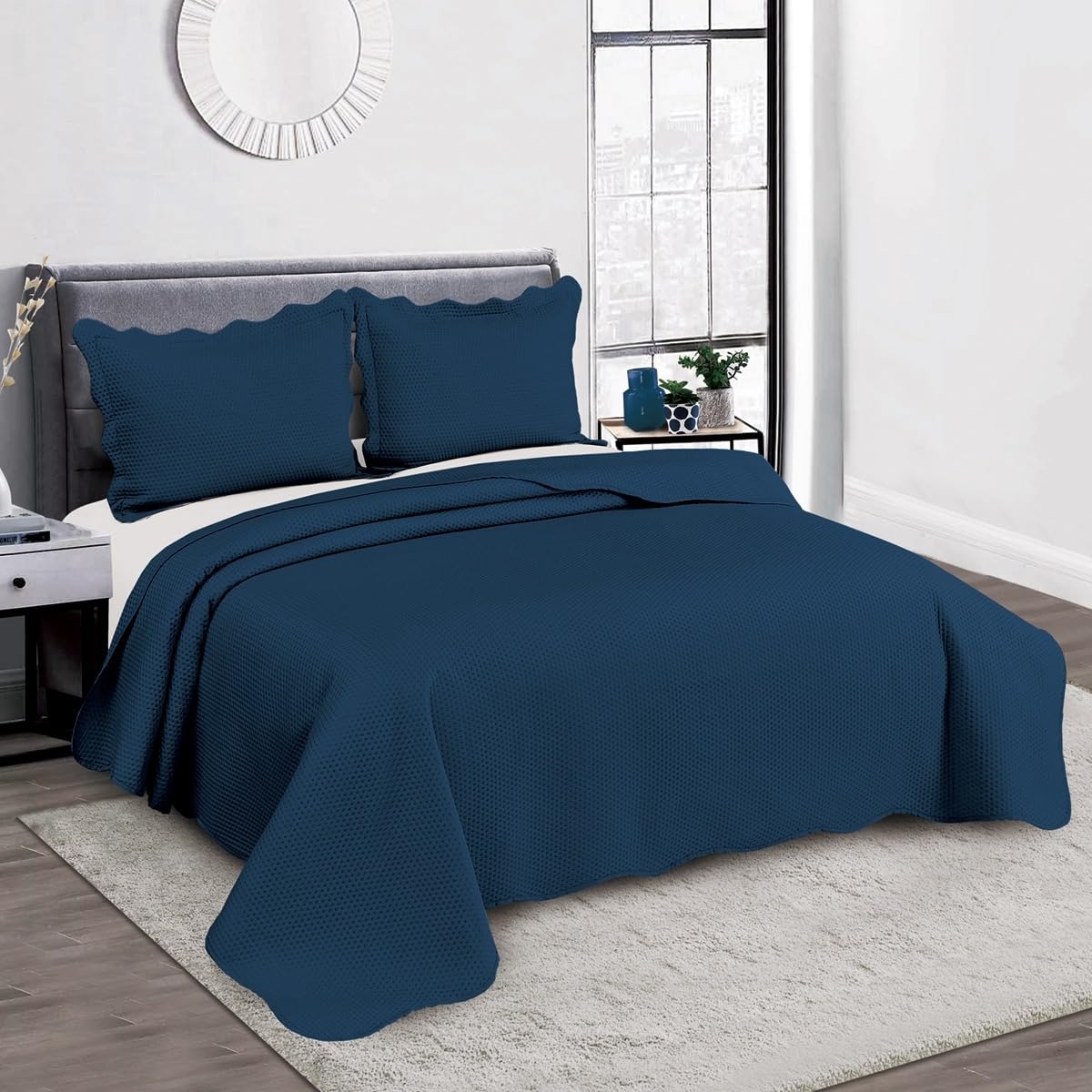 Camesa Colcha Kit Cobre Leito Bullet Solteiro 160x230cm - Marinho