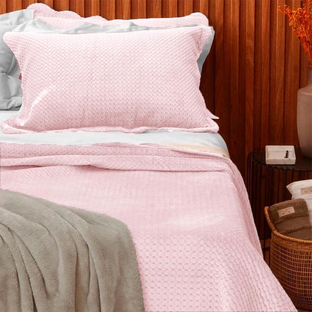 Camesa Colcha Queen Loft Microfibra 3 Peças - Rosé