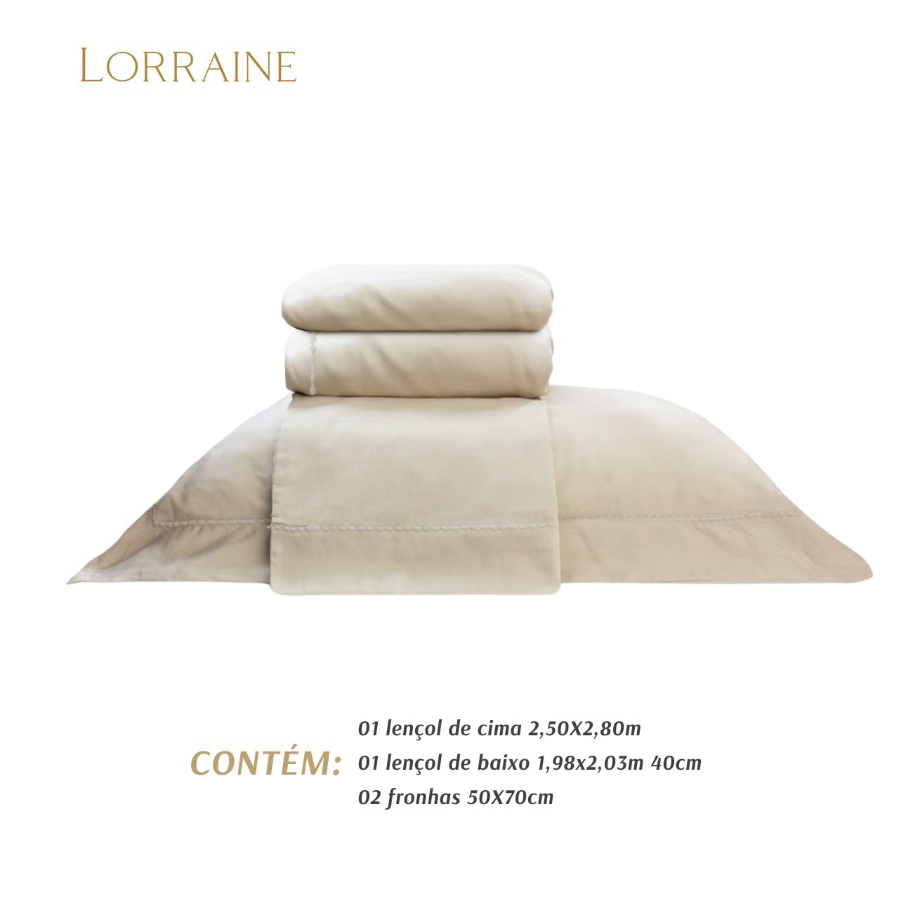 Camesa Jogo de Cama Neo 300 Fios Bordado Elements King 4 Peças - Bege