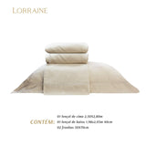 Camesa Jogo de Cama Neo 300 Fios Bordado Elements King 4 Peças - Bege