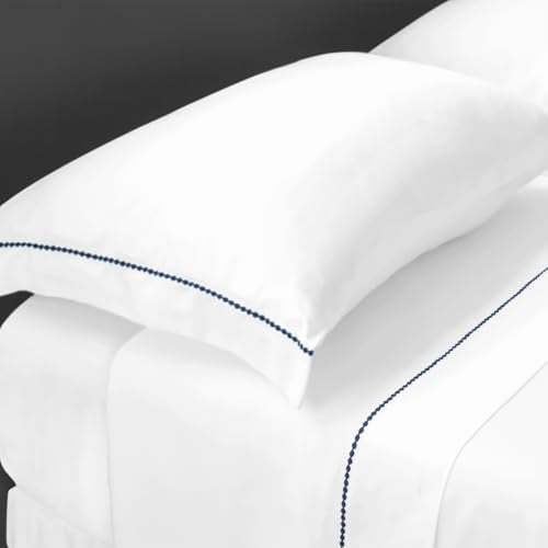 Camesa Jogo de Cama Neo 300 Fios Bordado Elements Queen 4 Peças - Marinho