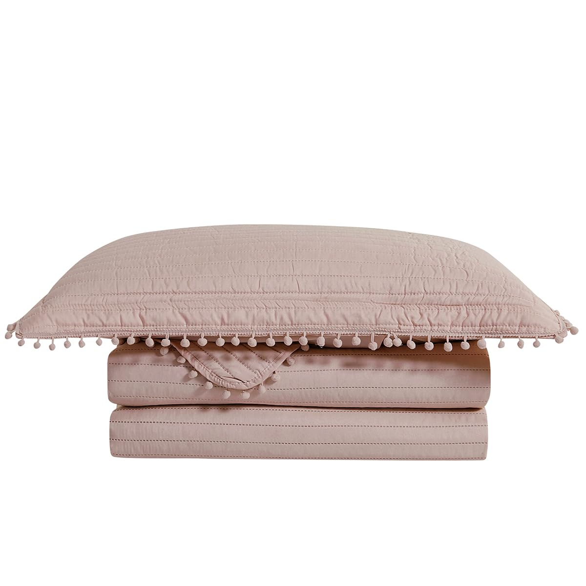 Camesa Colcha Pompom 240x260cm Queen - Rosé