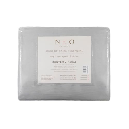 Camesa Jogo de Cama Essencial Neo 180 Fios 4 Peças King-Size - Cinza