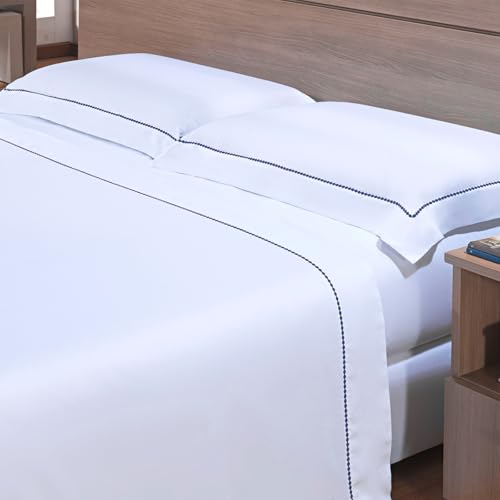 Camesa Jogo de Cama Neo 300 Fios Bordado Elements Queen 4 Peças - Marinho