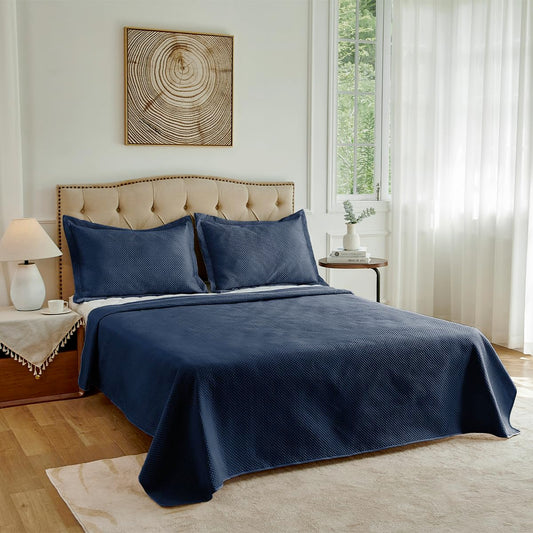 Camesa Colcha Neo Diamonds King 3 Peças 280x260cm - Marinho