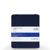 Camesa Jogo de Cama Loft Casal 4 Peças Microfibra - Marinho