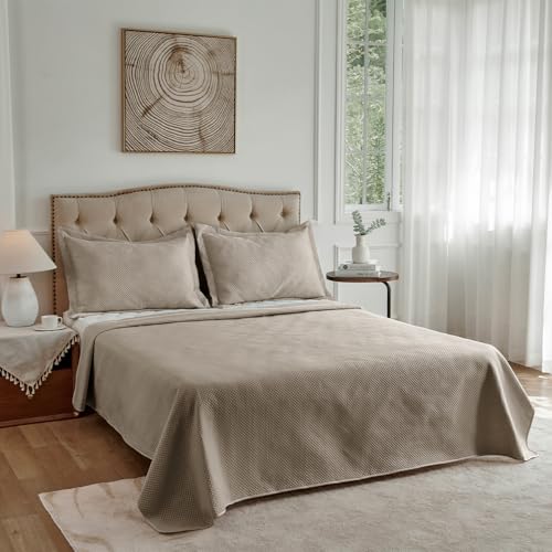 Colcha Queen Camesa Neo Diamonds 3 Peças Design Elegante e Conforto 240x260cm - Bege