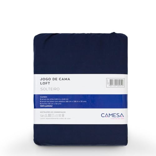 Camesa Jogo de Cama Loft Solteiro 3 Peças Microfibra - Marinho