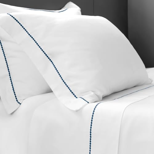 Camesa Jogo de Cama Neo 300 Fios Bordado Elements Queen 4 Peças - Marinho