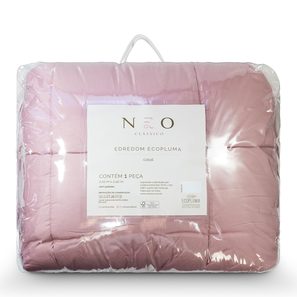 Camesa Edredom Ecopluma Toque de Pluma Casal 220x240cm - Rosé