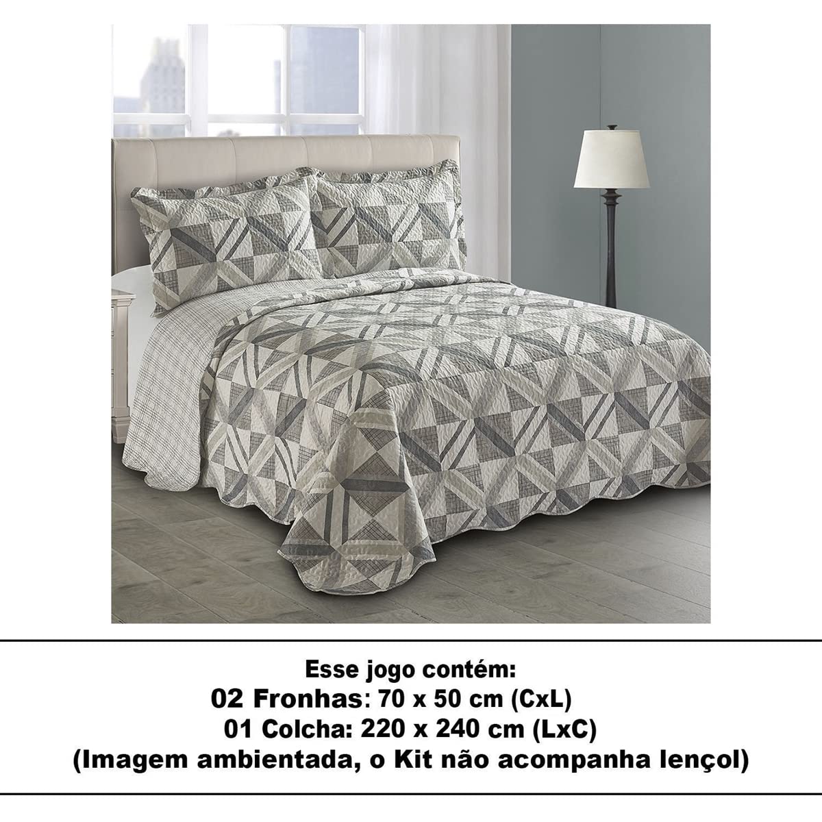 Camesa Kit Colcha Dupla Face Patchwork Casal - Malcom