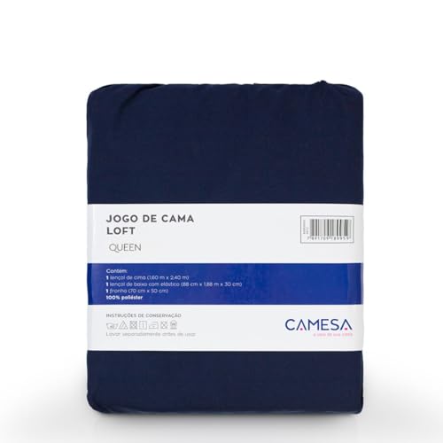 Camesa Jogo de Cama Loft Queen 4 Peças Microfibra - Marinho
