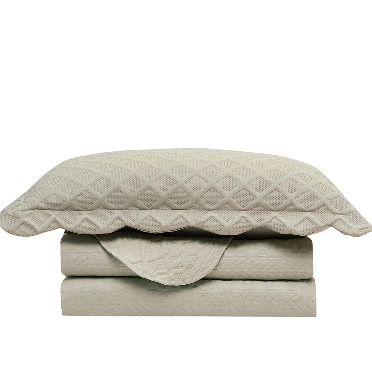 Camesa Colcha Ilusion Orla Queen 240x260cm - Bege