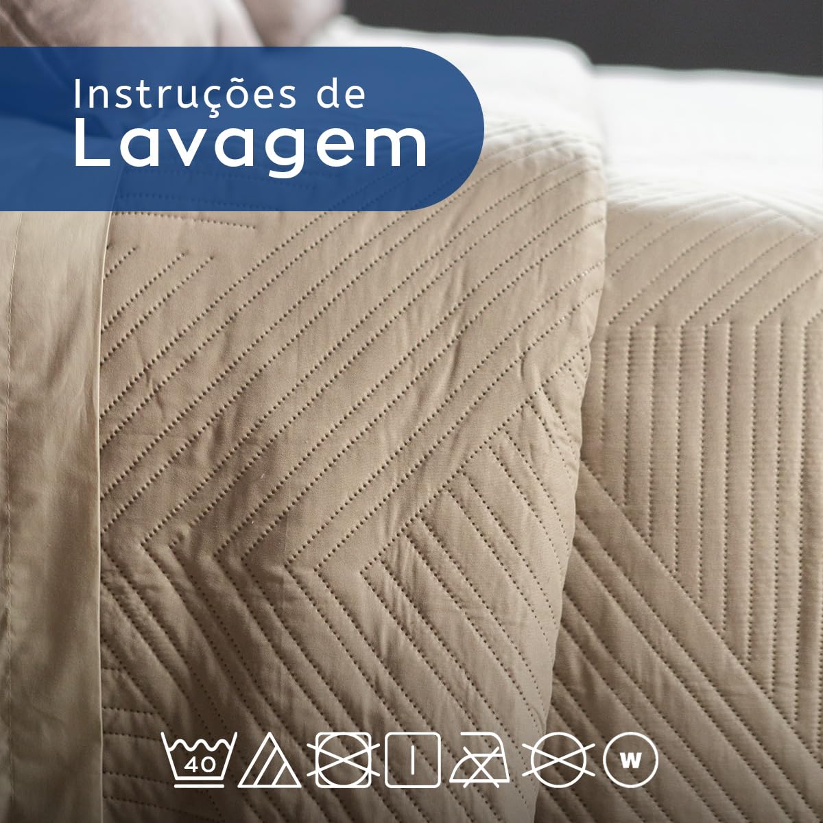 Camesa Colcha Virtuos Casal 3 Peças 220x240cm - Bege