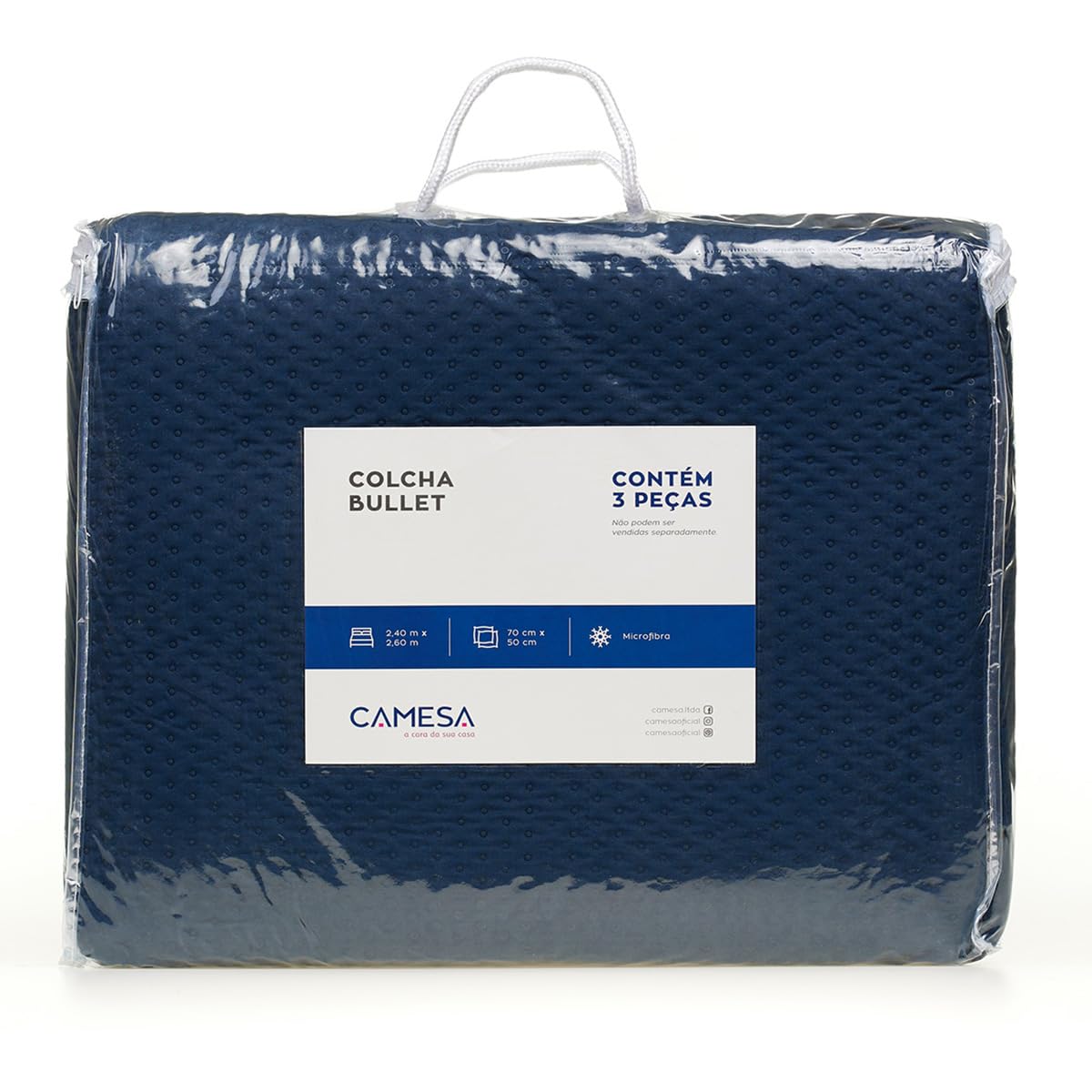 Camesa Colcha Bullet Super King 3 Peças 280x300cm - Marinho