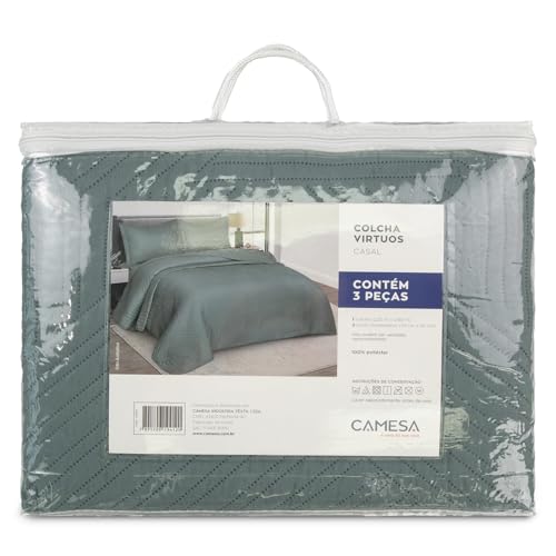 Camesa Colcha Virtuos Casal 3 Peças 220x240cm - Verde