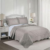 Camesa Colcha Kit Cobre Leito Casal 240x220cm com Porta Travesseiros Egeu - Bege