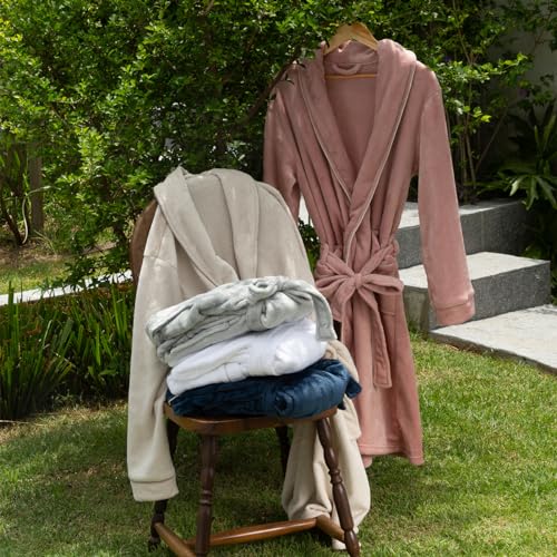 Roupão Aveludado Camesa Neo Velour Flannel 220g/m² Conforto Térmico Tamanho P - Branco