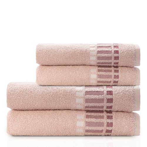 Camesa Jogo de Toalha de Banho Bossa Select 4 Peças 100% Algodão - Vinho/Rose Claro