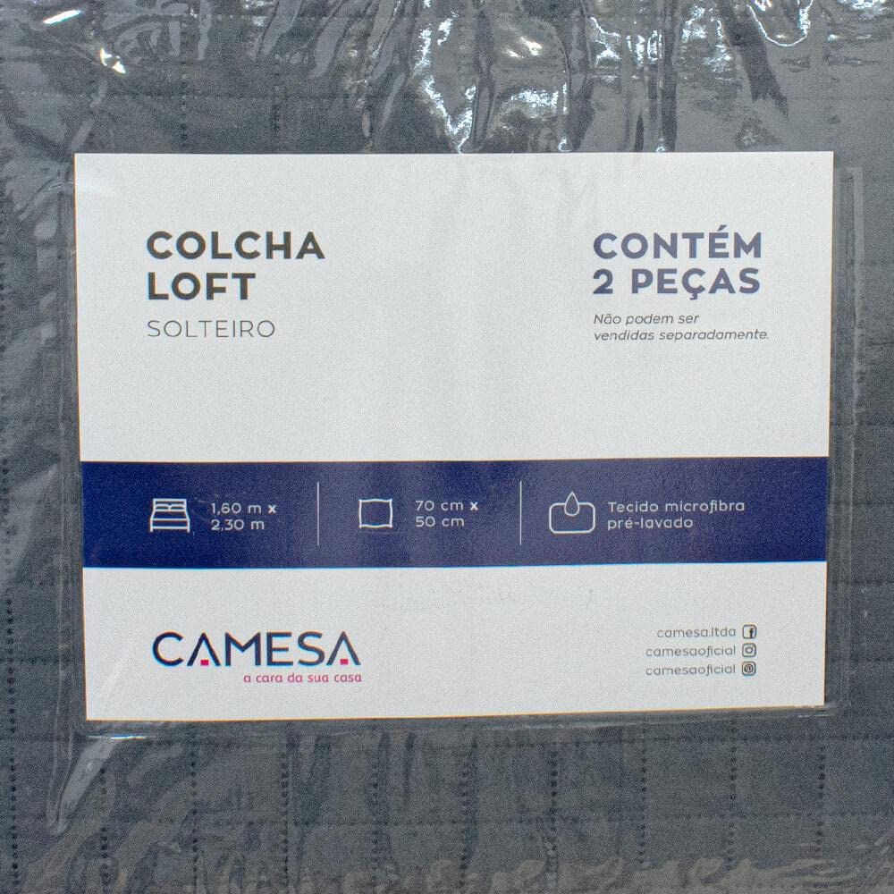 Camesa Colcha Loft Solteiro 160x230cm 100% Poliéster - Cinza