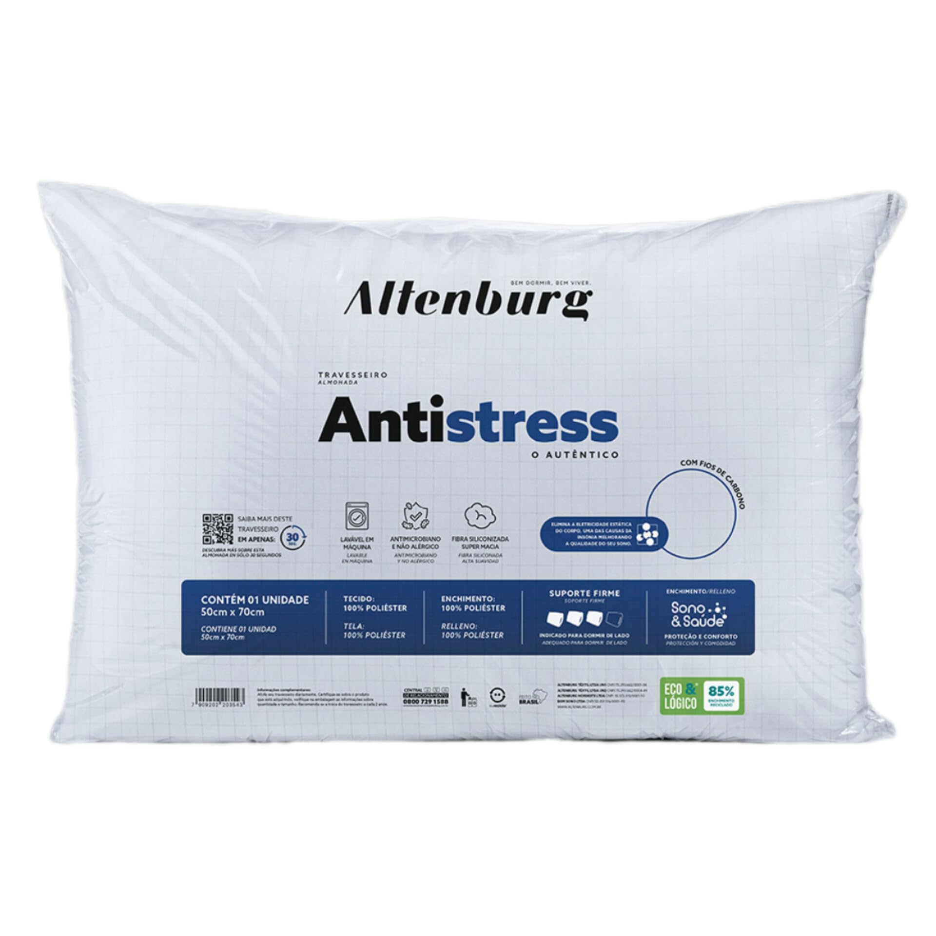 Travesseiro Altenburg Antistress Maciez com Suporte Anatômico 50x70cm - Branco