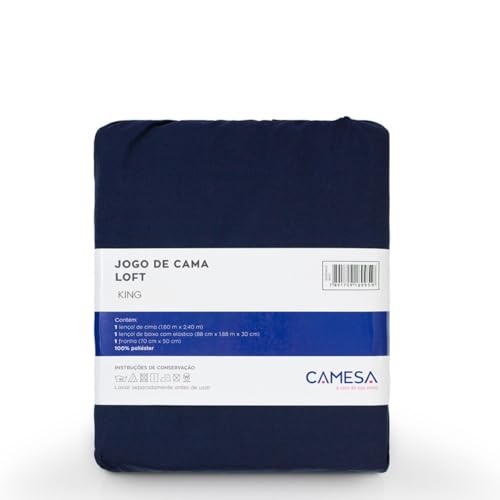 Camesa Jogo de Cama Loft King 4 Peças Microfibra - Marinho