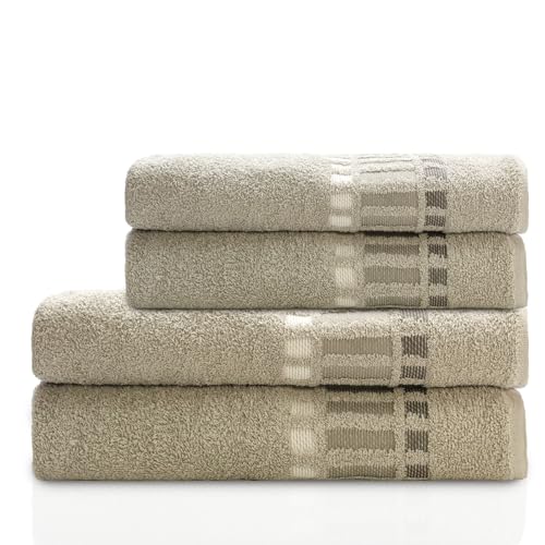 Camesa Jogo de Toalha de Banho Bossa Select 4 Peças 100% Algodão - Marrom/Bege