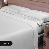 Camesa Jogo de Cama Neo 300 Fios Bordado Elements Casal 4 Peças - Cinza