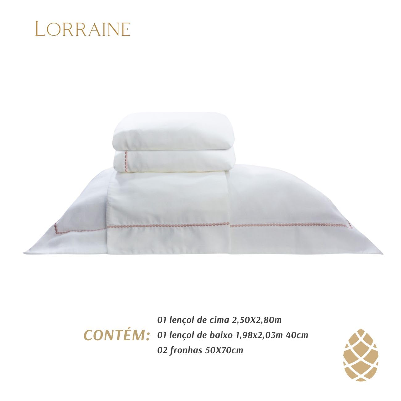 Camesa Jogo de Cama King Bordado 300 Fios Neo Elements 4 Peças 100% Algodão - Rose