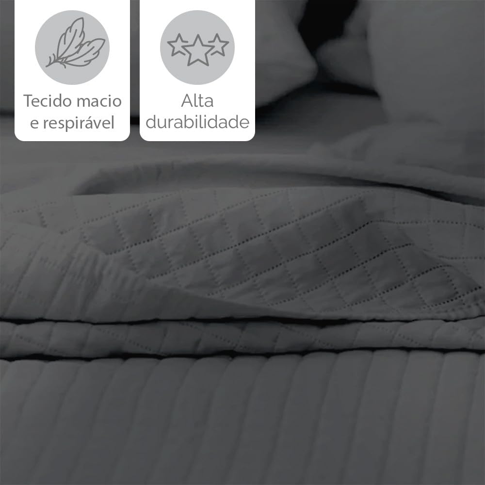 Camesa Colcha Loft King 260x280cm 3 Peças - Limestone