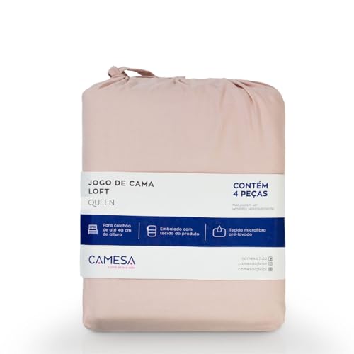 Camesa Jogo de Cama Loft Queen 4 Peças Microfibra - Rose