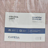 Camesa Colcha Queen Loft Microfibra 3 Peças - Rosé