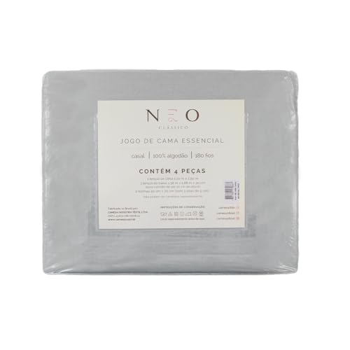 Camesa Jogo de Cama Essencial Neo 180 Fios 4 Peças Casal - Cinza