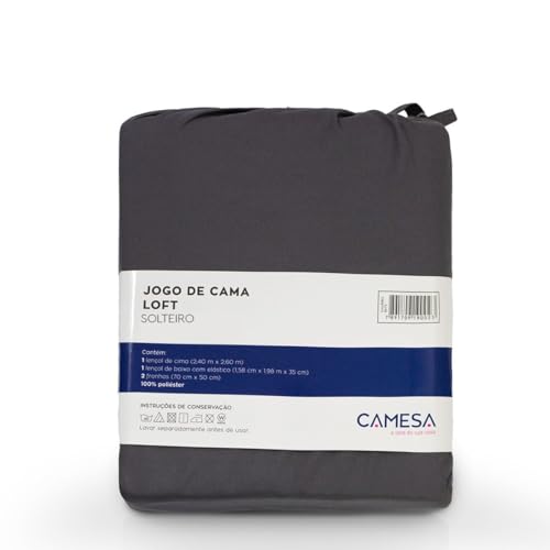 Camesa Jogo de Cama Loft Solteiro 3 Peças Microfibra - Chumbo