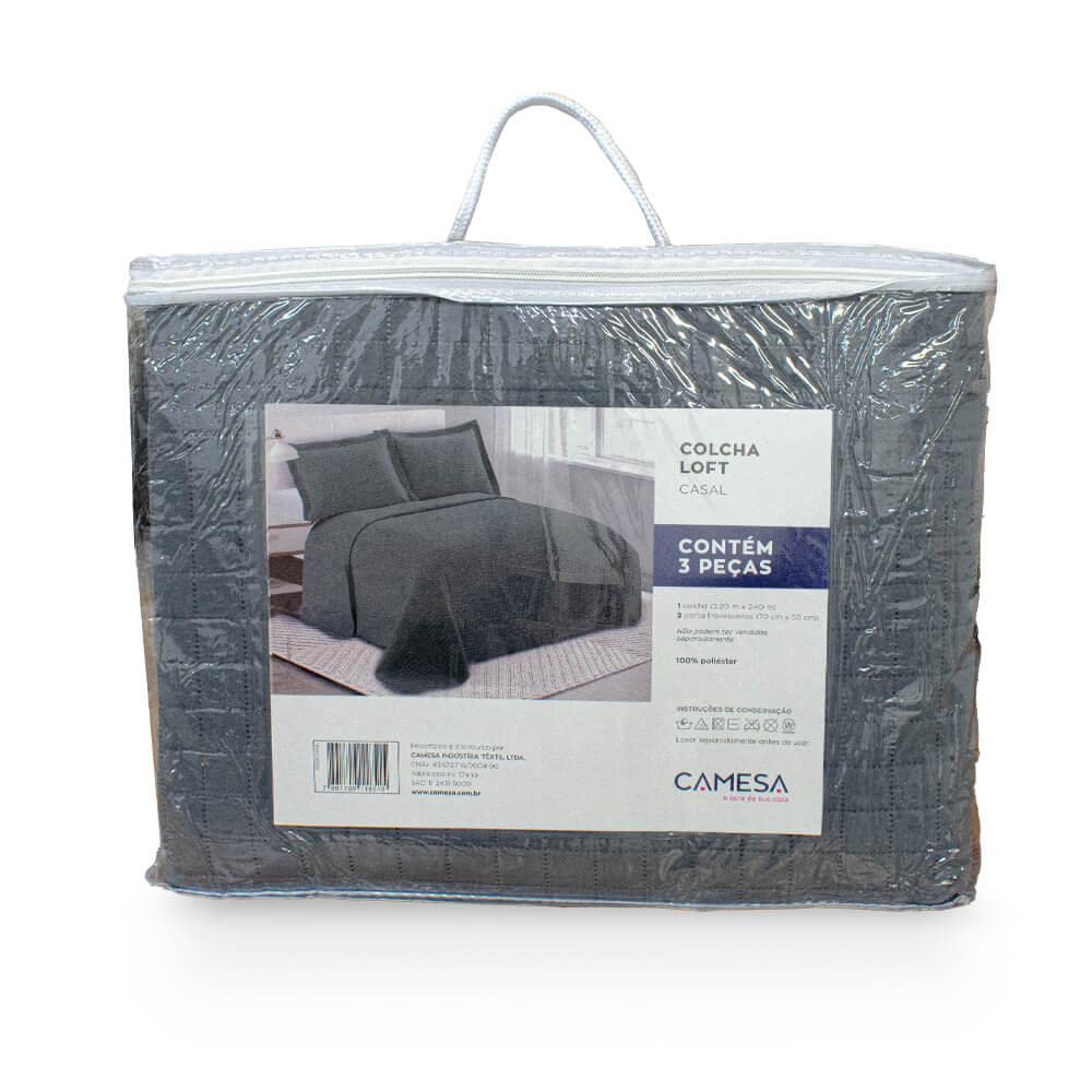 Camesa Colcha Loft Casal 100% Poliéster 220x240cm - Cinza