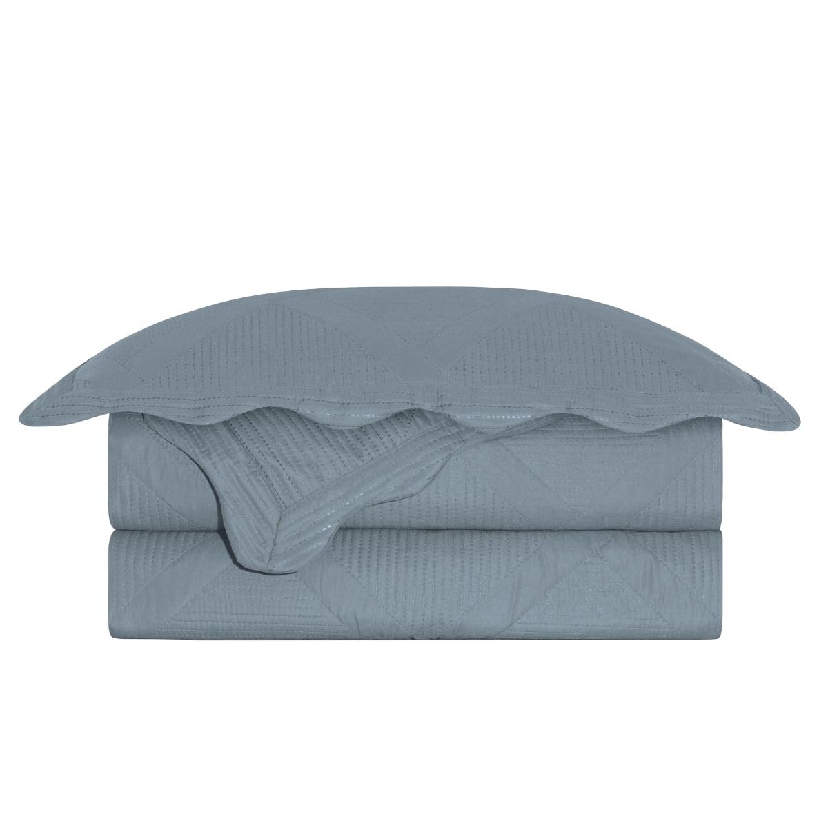 Camesa Colcha Kit Cobre Leito Solteiro 240x160cm com Porta Travesseiros Egeu - Cinza